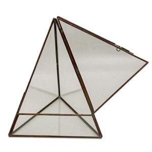 NOVICA Pyramid Patio Glass and Brass Terrarium