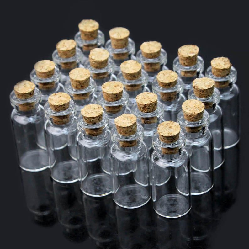 10pcs Transparent Mini Empty Glass Bottles With Cork Wishing Message Vials Jars Container Gift 2ml Home Decoration Accessories–16 x 35 mm
