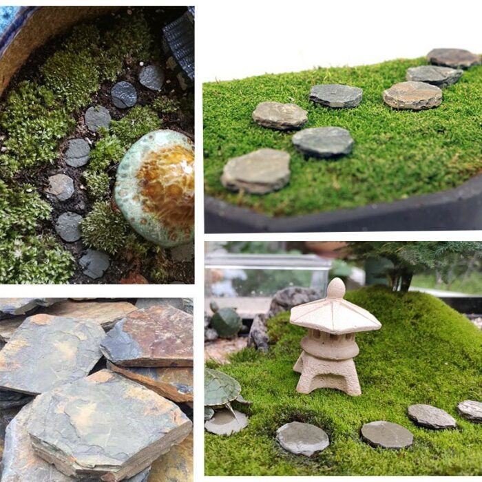 10Pcs Fairy Garden Accessories Mini Natural Stone Steps , & Figurines, Miniature Gardening, Terrarium Supply