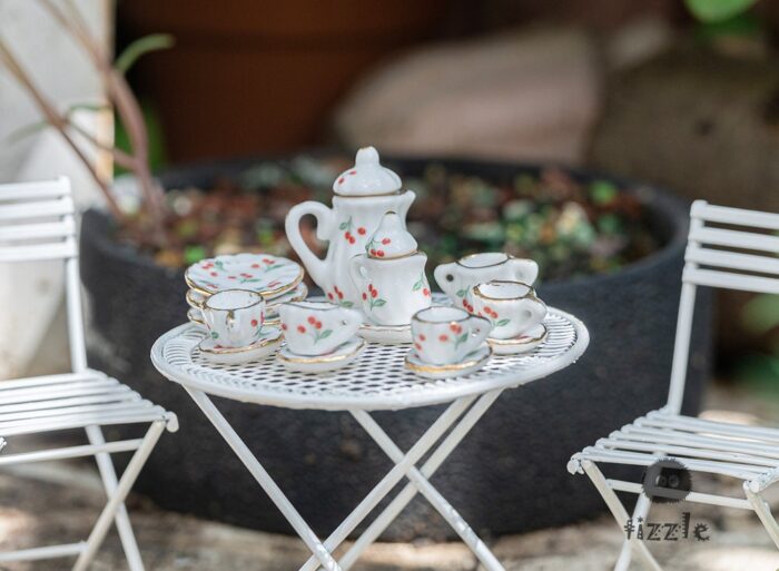 18Pcs Miniature Fairy Small Table Chairs & Cherry Cups Garden Supplies & Accessories Terrarium Figurines