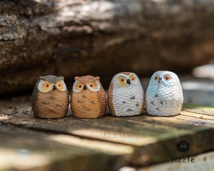 4Pcs Miniature Fairy Set Of 4 Pcs Colorful Small Owls Animals Figurines Garden Supplies & Accessories Terrarium