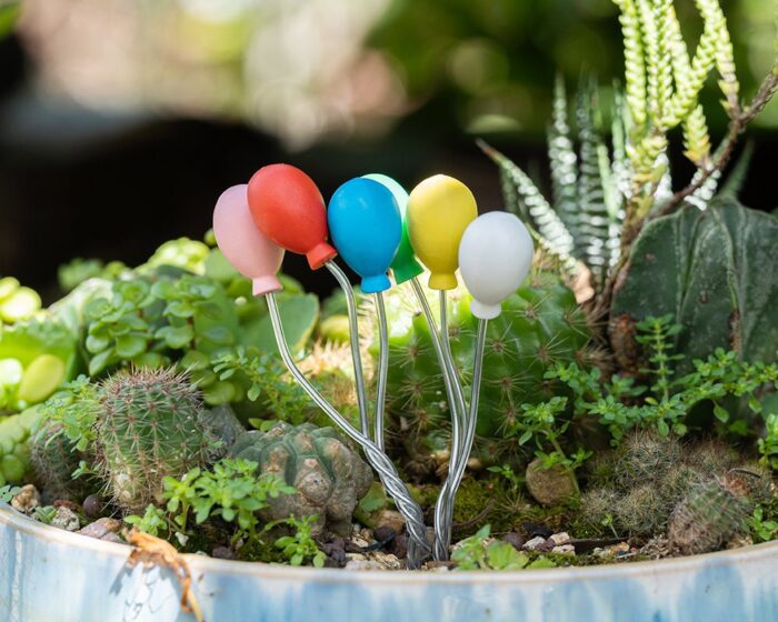 6Pcs Fairy Garden Accessories Colorful Little Balloon , & Figurines, Miniature Gardening, Terrarium Supply