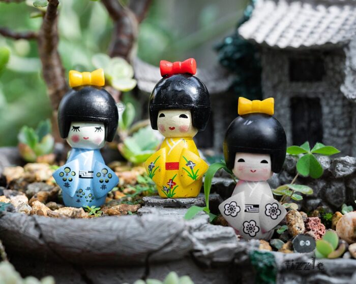 6Pcs Miniature Fairy Tiny Japanese Girl Figurines Garden Supplies & Accessories Terrarium