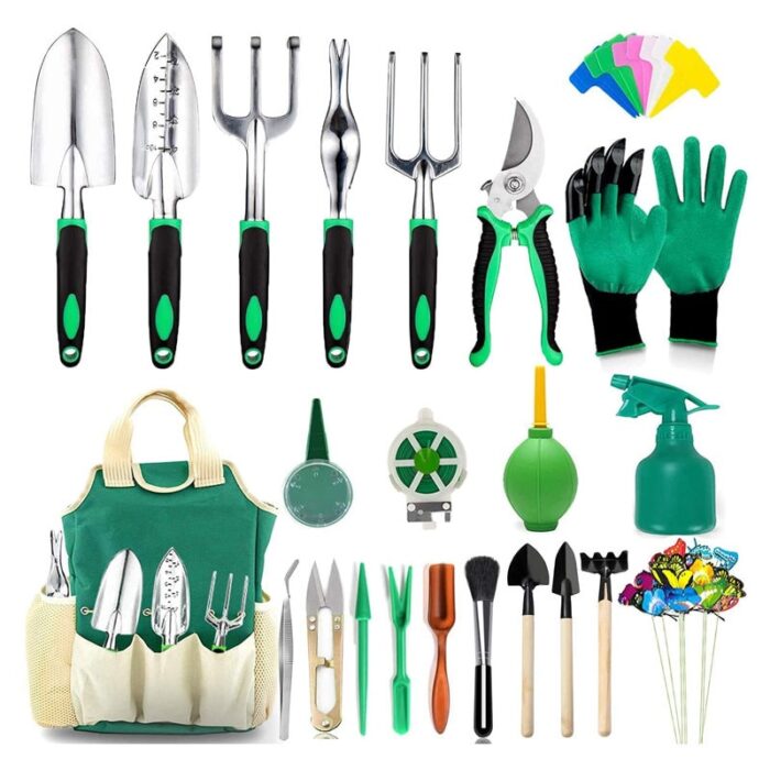 83 Pcs Garden Tools Set Succulent Set, Heavy Duty Aluminum Manual Kit Outdoor Gardening Gifts For Men Women | Green