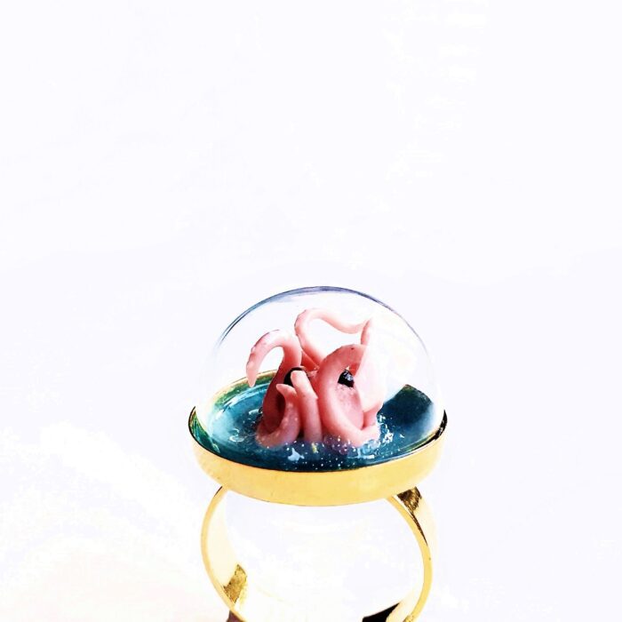 Baby Octopus Glass Terrarium Globe Ring