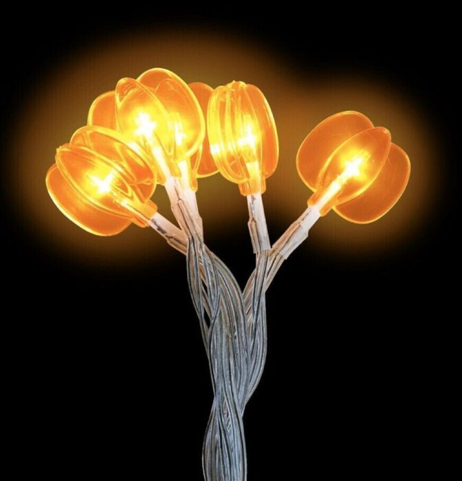 Battery-Operated Strands Of Autumn Pumpkin-Shaped Led Lights, 3 Ft. - New