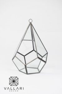 Black Diamond 6x8" Glass Geometric Terrarium/Wedding Table Decor/ Succulent Planter/Air Plants Vase/Terrarium Kit/ Terrarium Gift/