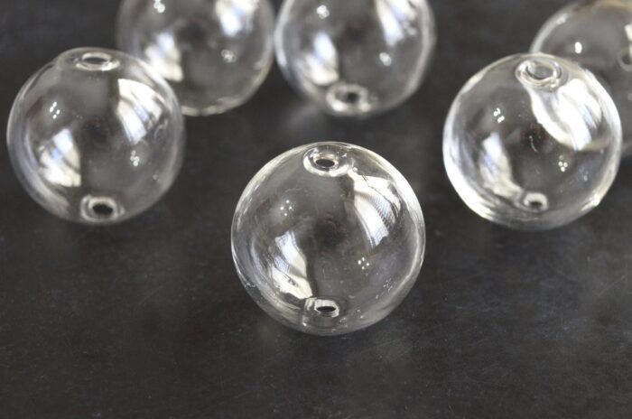 Blown Glass Beads, Terrarium Necklace Clear Hollow 20mm - 6 Pieces | Gb6