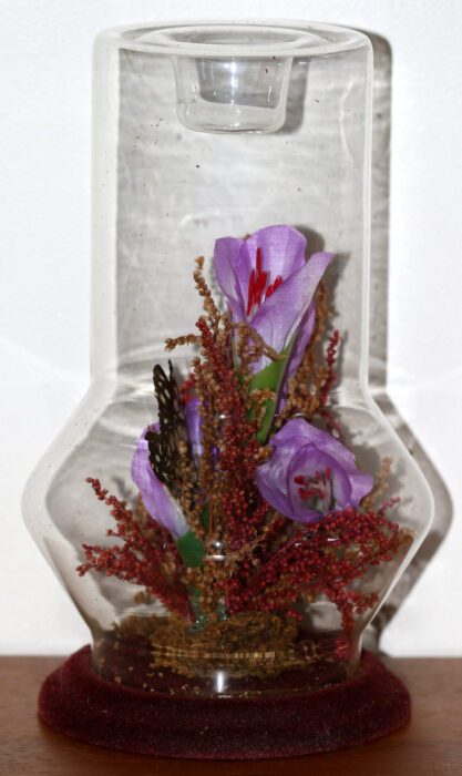 Dried Flowers & Fabric in A Glass Terrarium