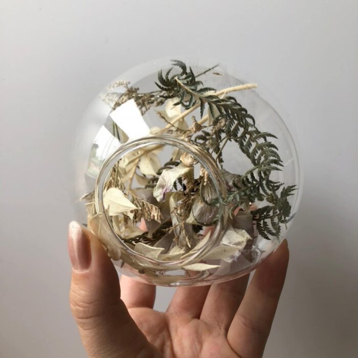 Everlasting Terrarium; Glass Dried Flower Preserved Flowers; Herbarium; Orb Ornament