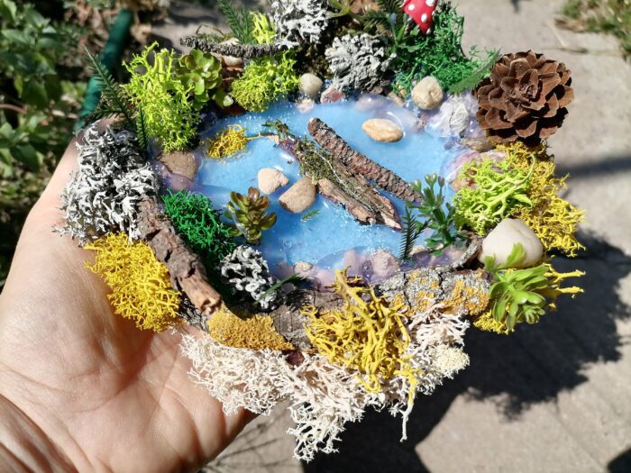 Fairy Garden Pond, Fairy Accessory, Miniature Handmade Terrarium Pond For Garden, Mini Rock Moss