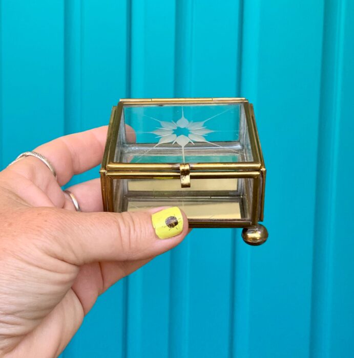 Vintage Brass Etched Box