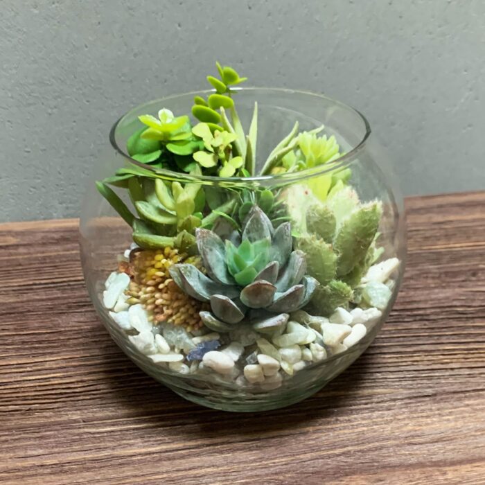 Glass Terrarium, Bubble Ball, Jade, Artificial Succulents, Handmade, Gift