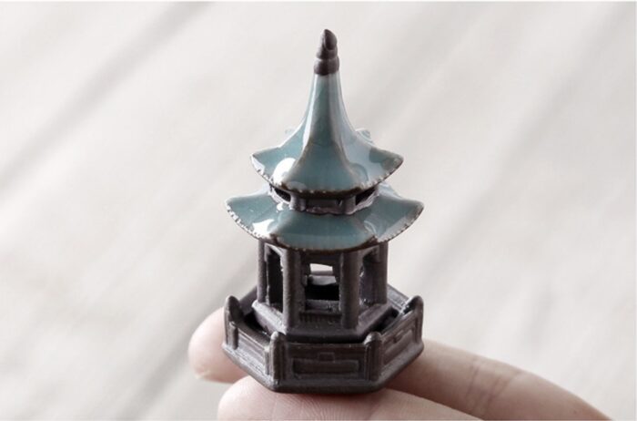 Japanese Zen Accessories/Ceramic Miniature Pavilion Ornament For Zen Garden, Aquarium, Terrarium & Tea Ceremony