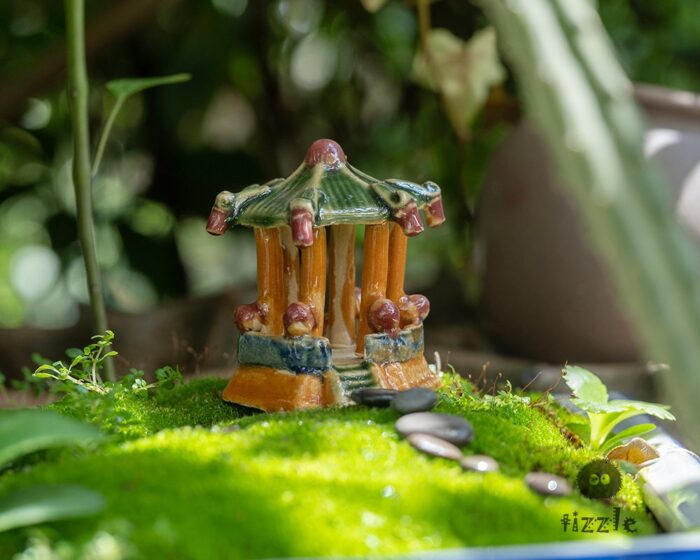 Miniature Fairy Small Colorful Hexagonal Pavilion Garden Supplies & Accessories Terrarium Figurines