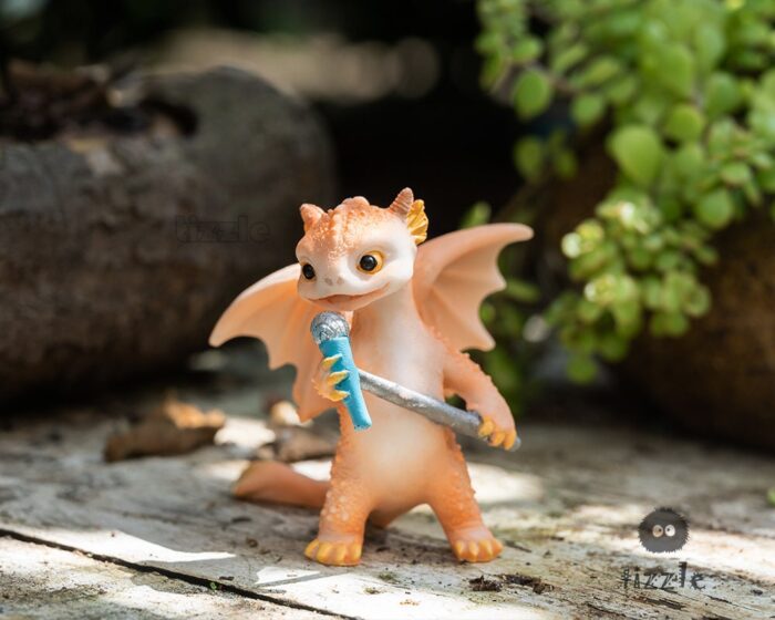 Miniature Fairy Small Dragon Animal Figurines Holding Microphone Garden Supplies & Accessories Terrarium