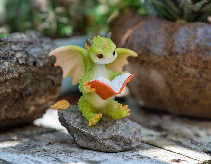 Miniature Fairy Small Dragon Animal Figurines Reading Book Garden Supplies & Accessories Terrarium