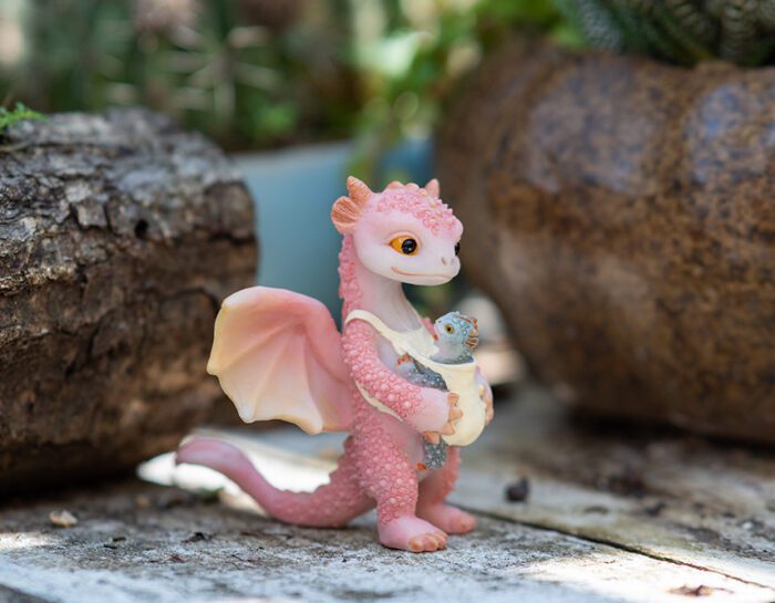 Miniature Fairy Small Pink Dragon Figurines Mother Carry Baby Garden Supplies & Accessories Terrarium