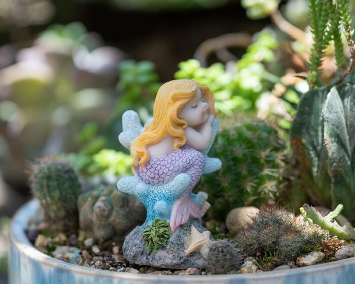 Miniature Mermaid Lie On Coral Gardening, Terrarium Supply, Garden Decor