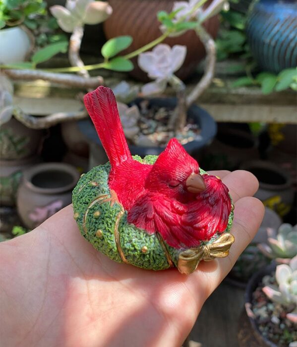 Miniature Small Cardinal , Animal Figurines Red Bird Fairy Garden Supplies Terrarium Accessories Diy