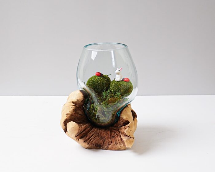 Molten Glass On Recycled Glass, Blown Terrarium, Vase, Succulent Planter, Office Decor, Housewarming, Gift For Her, Mother, Wife