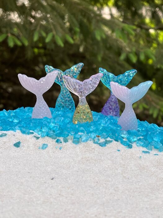 One Miniature Mermaid Tail, Beach Garden Accessory, Coastal Fairy Supply, Glitter Mermaid Tail, Terrarium Minis