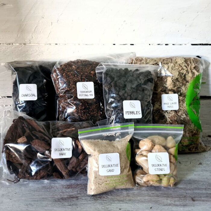 Open Terrarium Supplies - Diy Kit Soil Substrates To Build A Charcoal Moss For Pebbles