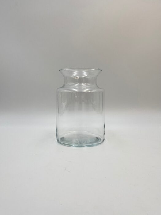 Recycled Handmade Clear Glass Vase, Clear Glass, Bottle, Flower Vase, 19 cm Height, 14 Diameter Vase, Terrarium Mother's Day