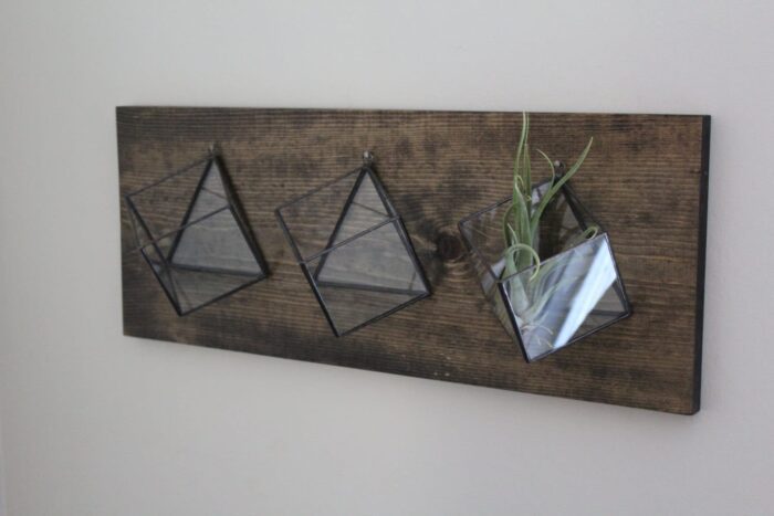 Set Of 3 Hanging Planters Geometric Wall Mounted Pot Air Plant Succulent Holder Stained Glass Terrarium Rustic Indoor Planter Boho Decor