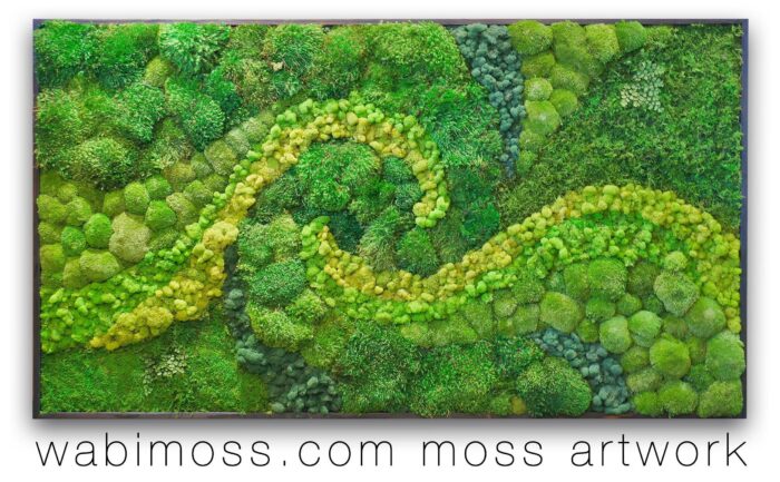 Swirl Moss Wall | Green Wall Art Preserved Moss Plant Decor Home Office 36" X 65"