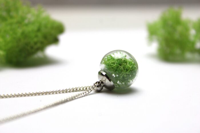 Terrarium Necklace | Preserved Moss Pendant On Stainless Steel Chain Jewellery Handmade