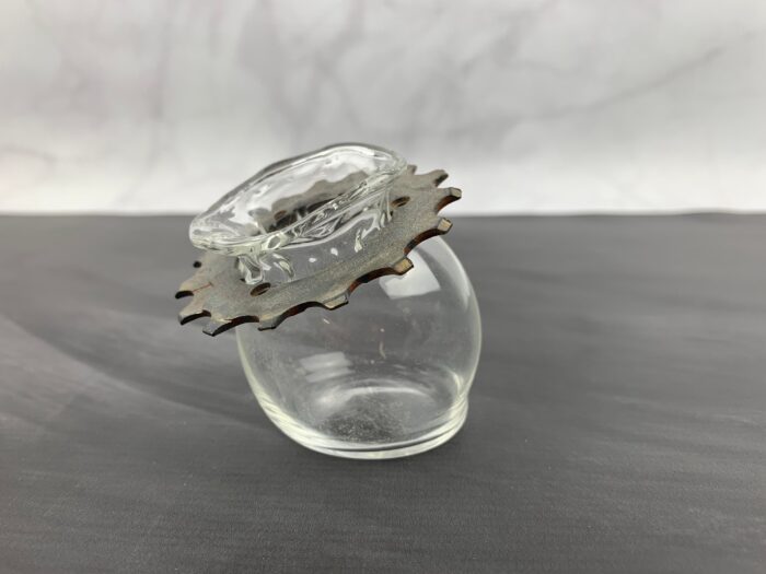 Upcycled Bike Gear Handmade Clear Glass Terrarium Vase Repurposed Recycled Bicycle