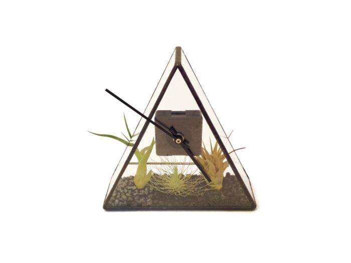 stained Glass Terrarium Clock - 20cm X 7cm Air Plant Holder Mothers Day Valentines Just For Me