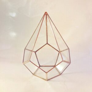 Geometric Glass Terrarium Container (copper-toned frame)